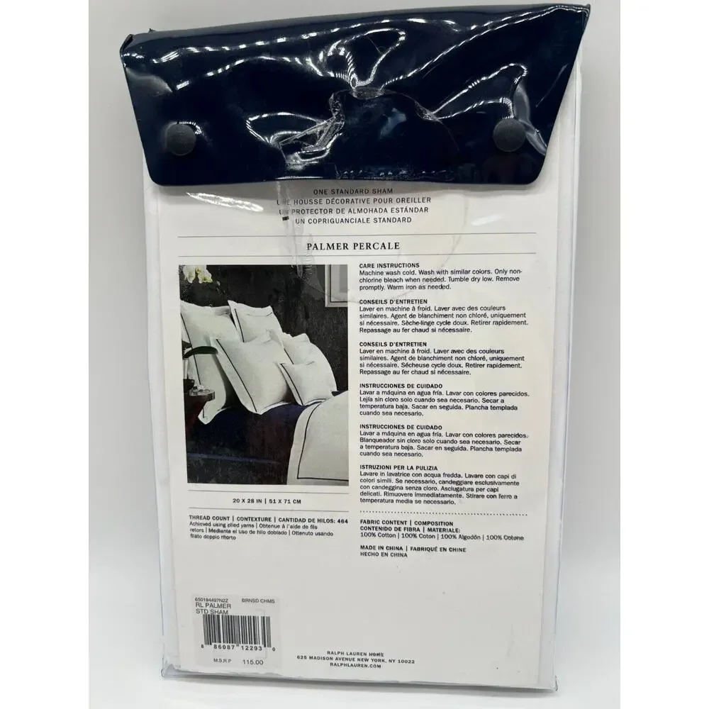 Ralph Lauren Palmer Burnished Chamois white tan Standard Sham 100% Cotton